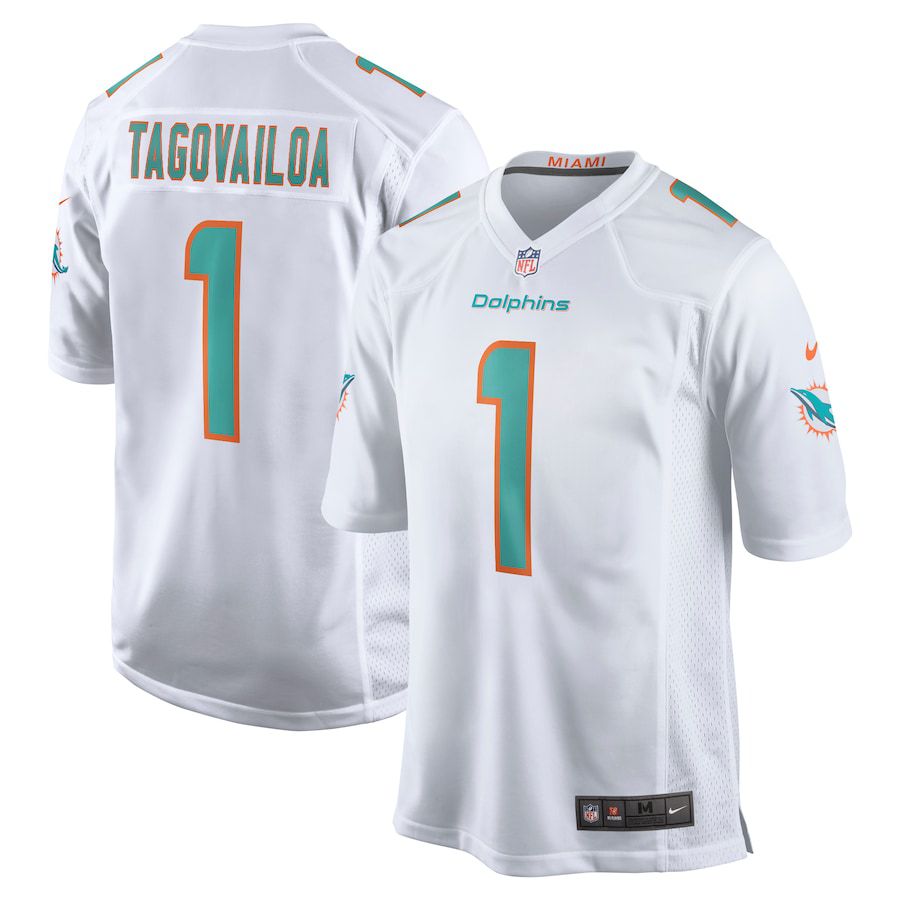 Men Miami Dolphins #1 Tua Tagovailoa Nike White Game NFL Jersey